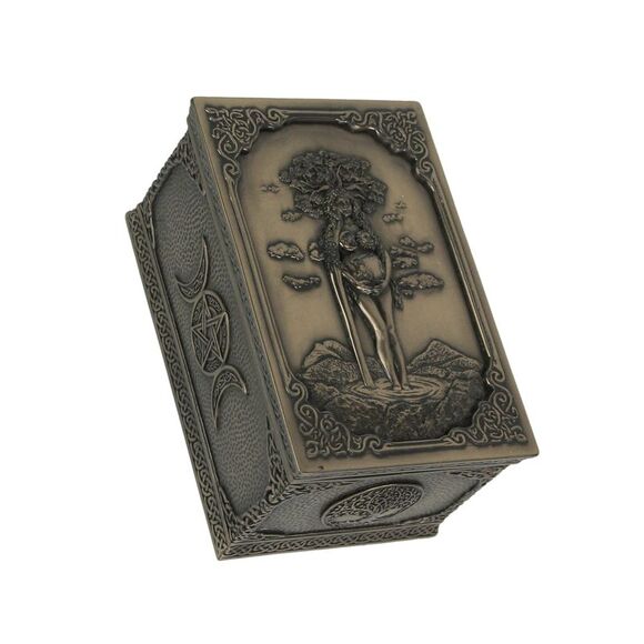 Gaia Greek Mother Earth Goddess Bronze Finished Trinket Box - Picture 1 of 5